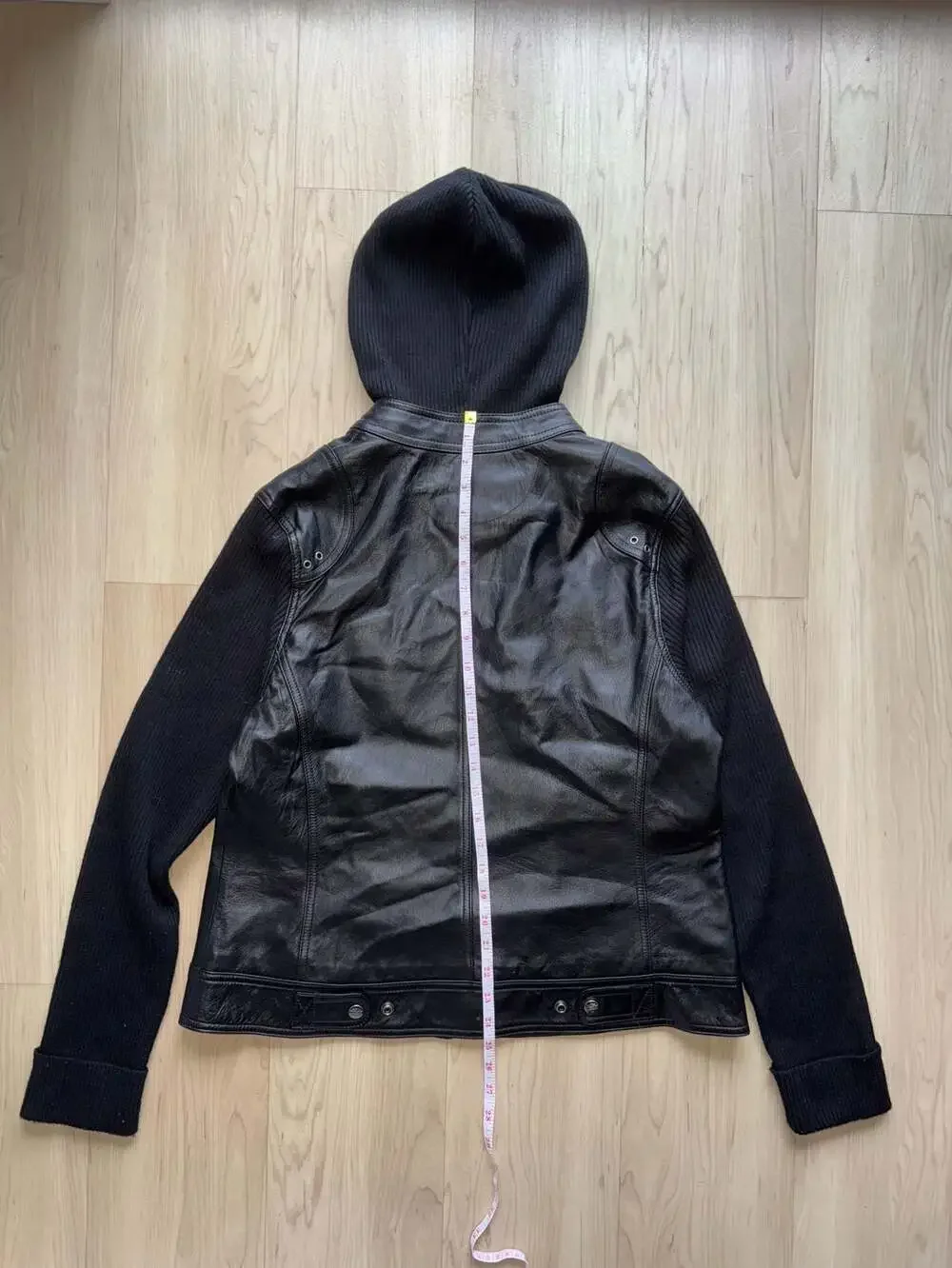 Harley-Davidson Women's Mixed Media Leather Knit Sleeve Hooded Jacket Size XL